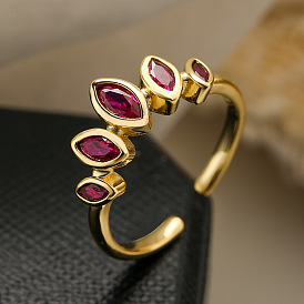 Открытое кольцо в минималистском геометрическом стиле с покрытием из золота 18k и камнями циркония для женщин