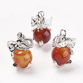 Драгоценный камень подвески, с латунной фурнитурой , слон, платина