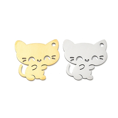 Pendentifs en acier inoxydable, breloques en forme de chat, Coupe au laser