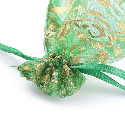 Printed Organza Bags, Gift Bags, Rectangle, Mixed Pattern