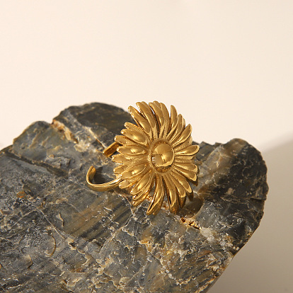 304 регулируемые открытые манжеты из нержавеющей стали для женщин, цветок