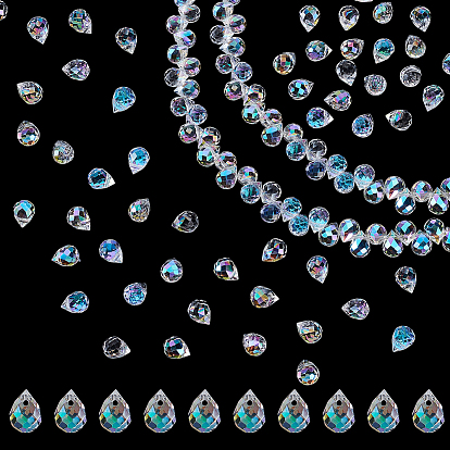 2пряди гальванизированные стеклянные бусины пряди, слеза, граненые