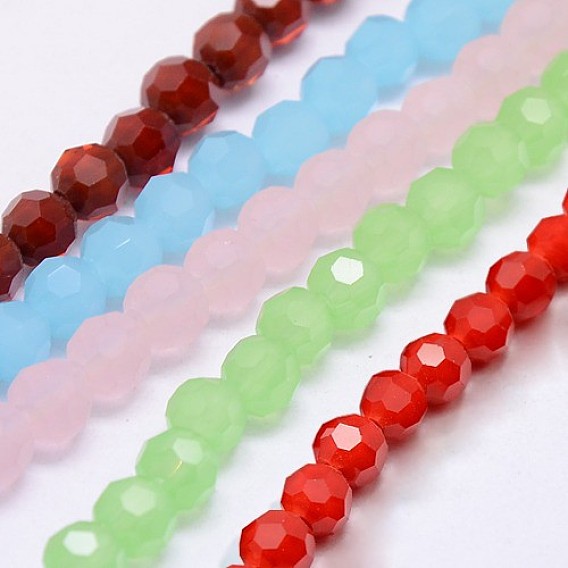 Eco-Friendly Glass Round Bead Strands, Faceted(32 Facets)