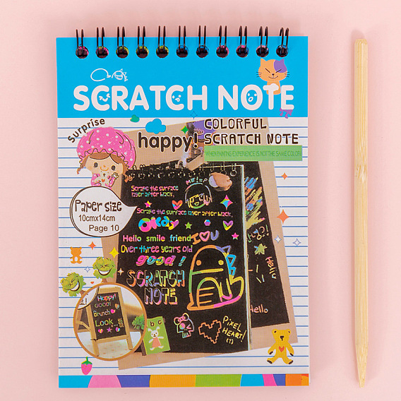 Царапина радуга живопись искусство заметка, самодельная доска для скрапбукинга с бумажной карточкой и палочками