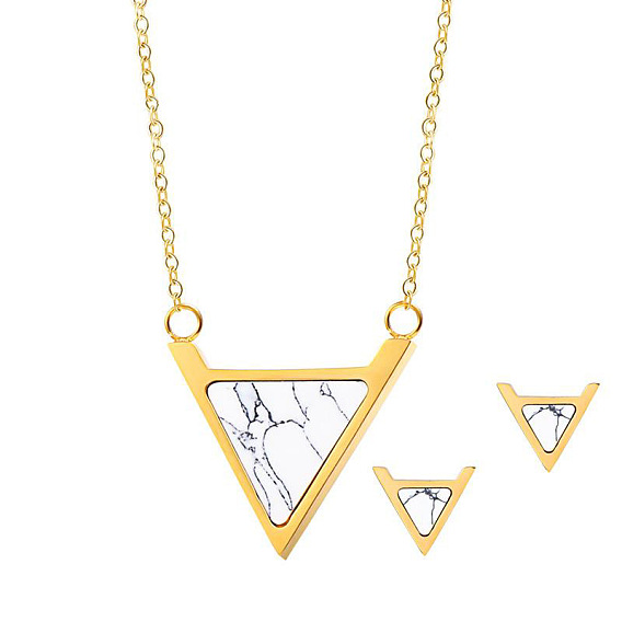 Треугольные серьги-гвоздики из нержавеющей стали с синтетической бирюзой