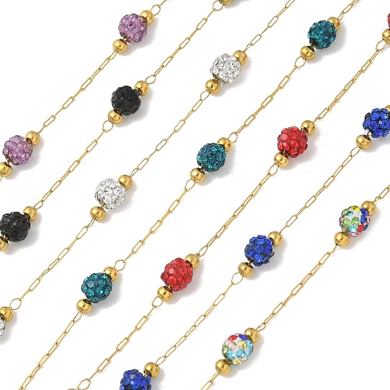 Ионное покрытие (ip) 304 звенья цепи из нержавеющей стали, пайки, со стеклом и шпулей, реальный 18 k позолоченный