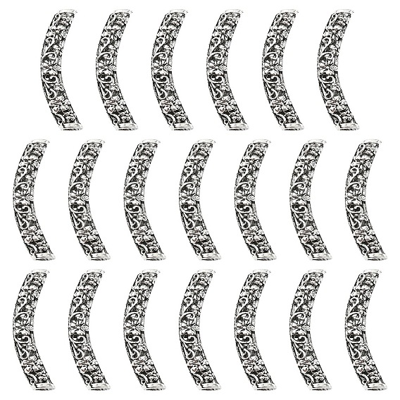 20шт. тибетские трубчатые бусины из сплава, изогнутые трубочки бусины лапши, без кадмия и без свинца, изогнутая трубка с цветком