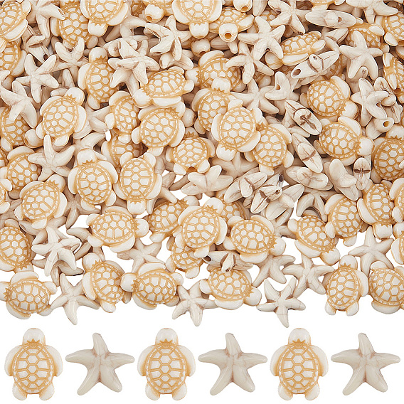 400 шт. 2 стили акриловые бусины, имитирующие бирюзу, морская звезда-черепаха