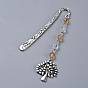 Alloy Bookmarks, with Glass Beads, Tree