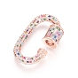 Brass Micro Pave Cubic Zirconia Screw Carabiner Lock Charms, for Necklaces Making, Oval, Colorful