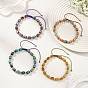 Bracelets ajustables en perles cubiques tressées de jaspe impérial naturel teinté, or