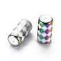 Electroplate Glass Beads, Column with Rhombus Pattern