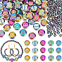 150Pcs Electroplated Glass Beads, with 150Pcs Glass Seed Beads, Rainbow Plated