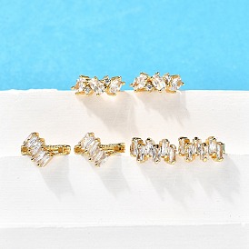 Латунные серьги обруча, с четким кубического циркония, реальный 18 k позолоченный