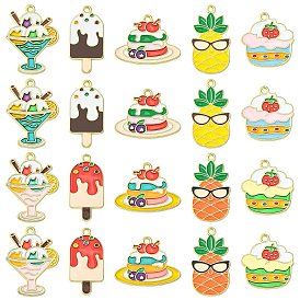 40 шт 10 стили подвески из сплава эмали, без кадмия и без свинца, клубничный торт/ананас/подвески для мороженого, золотые