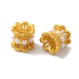 Стойки обшивки латунные бусины, с ABS имитации жемчуга, цветок, долговечный