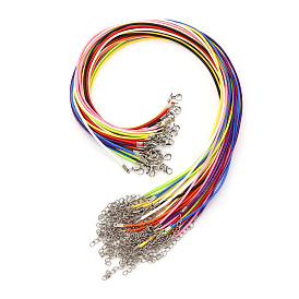 Вощеный шнур ожерелье решений, с железной застежкой платинового цвета и удлиняющей цепочкой