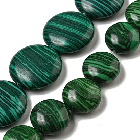 Synthetic Malachite Beads Strands, Flat Round