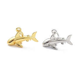 Brass Pendants, with Jump Ring, Long-Lasting Plated, Shark Shape