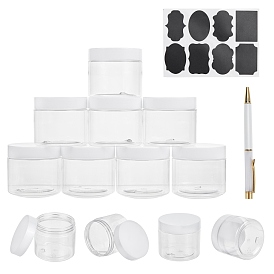 PandaHall Elite Transparent PET Plastic Bead Containers, with Plastic Empty Tube Floating Pens, Chalkboard Sticker Labels