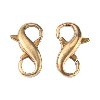 Brass Double Opening Lobster Claw Clasps, Infinity Shape