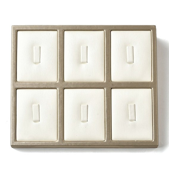 6-слотовые подставки для колец из искусственной кожи с наклонной спинкой, кольца держатель для органайзера ювелирных изделий, прямоугольные