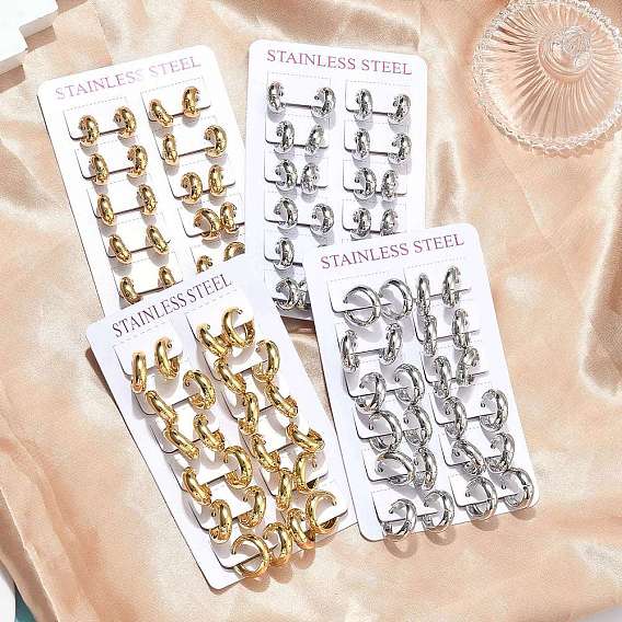 Серьги из 201 нержавеющей стали, с 304 штифтов из нержавеющей стали, вакуумное покрытие pvd, долговечный, Кольцевая форма