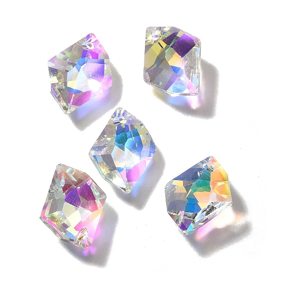Стеклянные прелести, ромб, AB цвет, граненые