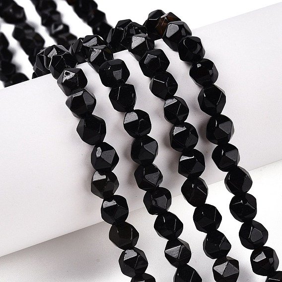 Природные обсидиана бисер нитей, круглые, граненые