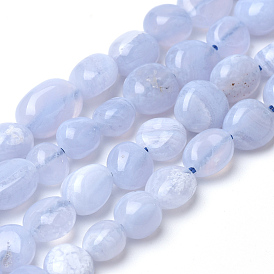 Natural Blue Lace Agate Beads Strands, Oval