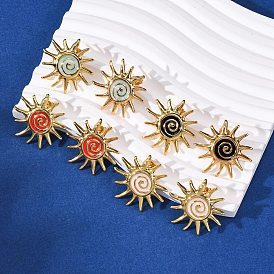 304 из нержавеющей стали серьги, солнце, с эмалью