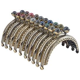 CHGCRAFT 10 Pcs 10 Colors Iron Purse Frames Handles, Kiss Clasp Locks, with Plastic Beads, Half Round, Antique Bronze