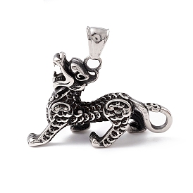 Tibetan Style 304 Stainless Steel Pendants, Pi Xiu