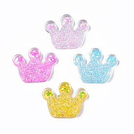 Transparent Resin Cabochons, with Paillette, Crown