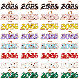 80шт 8 цвета подвески из цинкового сплава, с эмалью, номер 2026 очарование, золотой свет