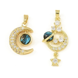 Латунные микро проложить кубического циркония подвески, с эмалью, Луна прелести