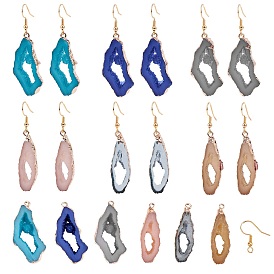 SUNNYCLUE DIY Earring Making Kits, with Druzy Resin Pendants and 304 Stainless Steel Earring Hooks, Imitation Geode Druzy Agate Style