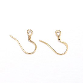Ion Plating(IP) 316 Stainless Steel French Earring Hooks, with Horizontal Loops, Flat Earring Hooks