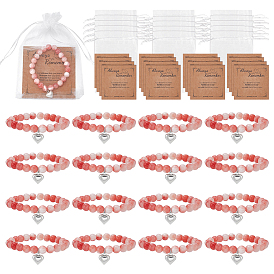48Pulseras de cuentas de jade persa natural, con bolsas de organza y tarjeta de papel