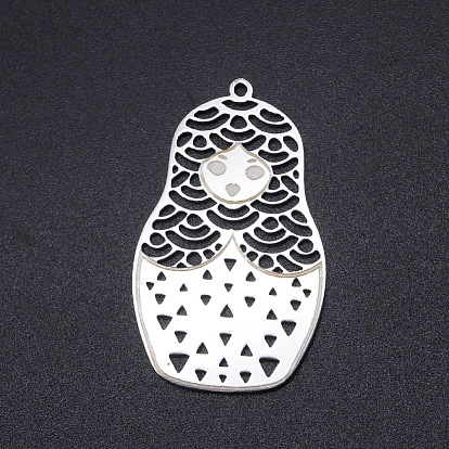 201 pendentifs en acier inoxydable découpés au laser, matryoshka doll