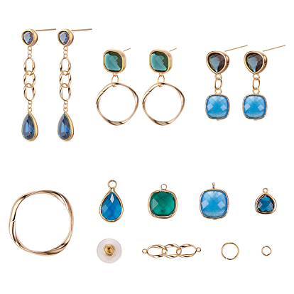 Изготовление браслетов diy, с элементами из латуни, стеклянные подвески, латунные соединительные кольца и переходные кольца