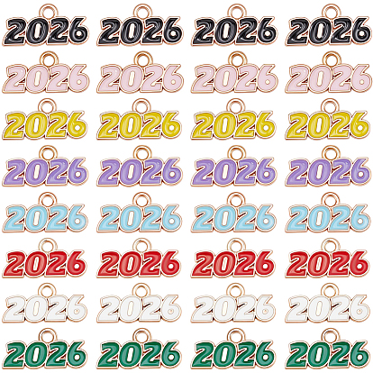 80шт 8 цвета подвески из цинкового сплава, с эмалью, номер 2026 очарование, золотой свет