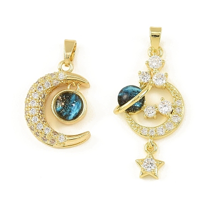 Латунные микро проложить кубического циркония подвески, с эмалью, Луна прелести