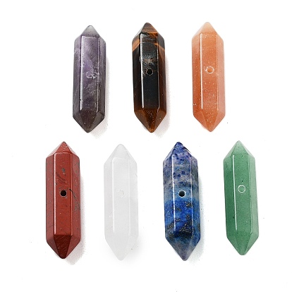 Заостренные бусины с двойным концом из натурального смешанного камня, граненый пуля
