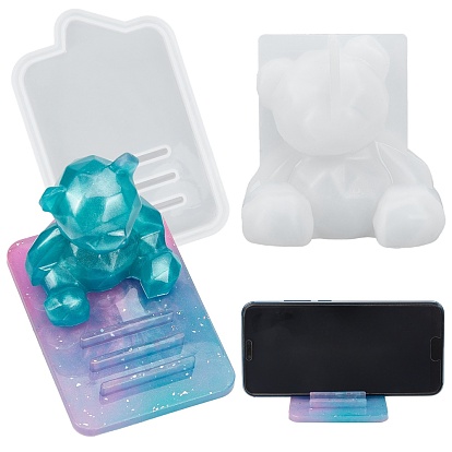 3D Bear and Mobile Phone Holder Silicone Mold, Resin Casting Molds