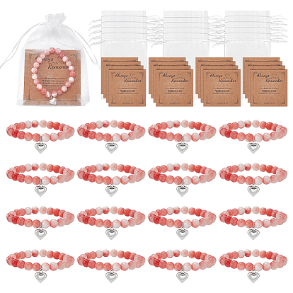 48Pulseras de cuentas de jade persa natural, con bolsas de organza y tarjeta de papel