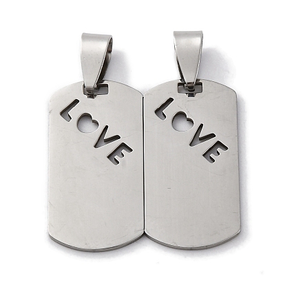 201 подвески из нержавеющей стали, прямоугольник со словом любовный шарм, лазерная резка, анти-тускнение