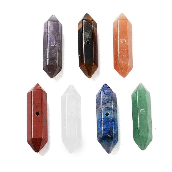 Заостренные бусины с двойным концом из натурального смешанного камня, граненый пуля