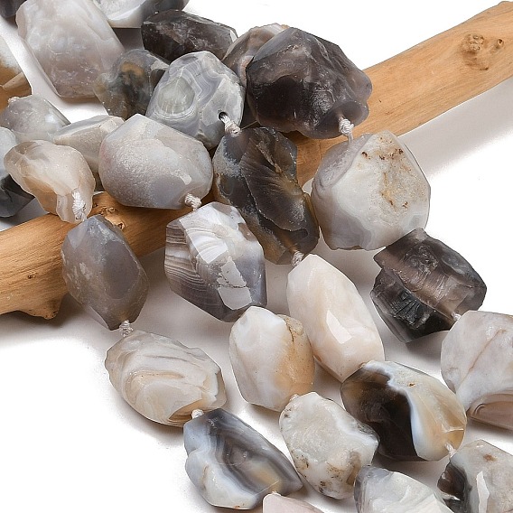 Нити необработанных грубых натуральных бусин из ботсванского агата, самородки