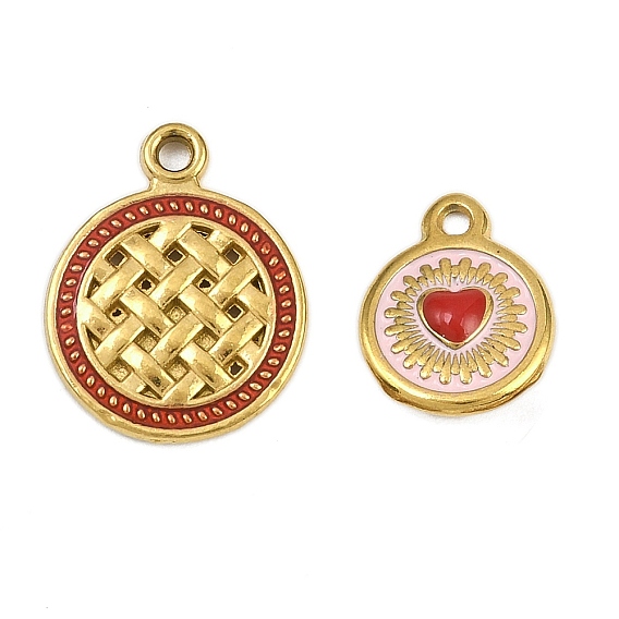 304 подвески из нержавеющей стали, круглые, с эмалью, ионное покрытие (ip), золотые